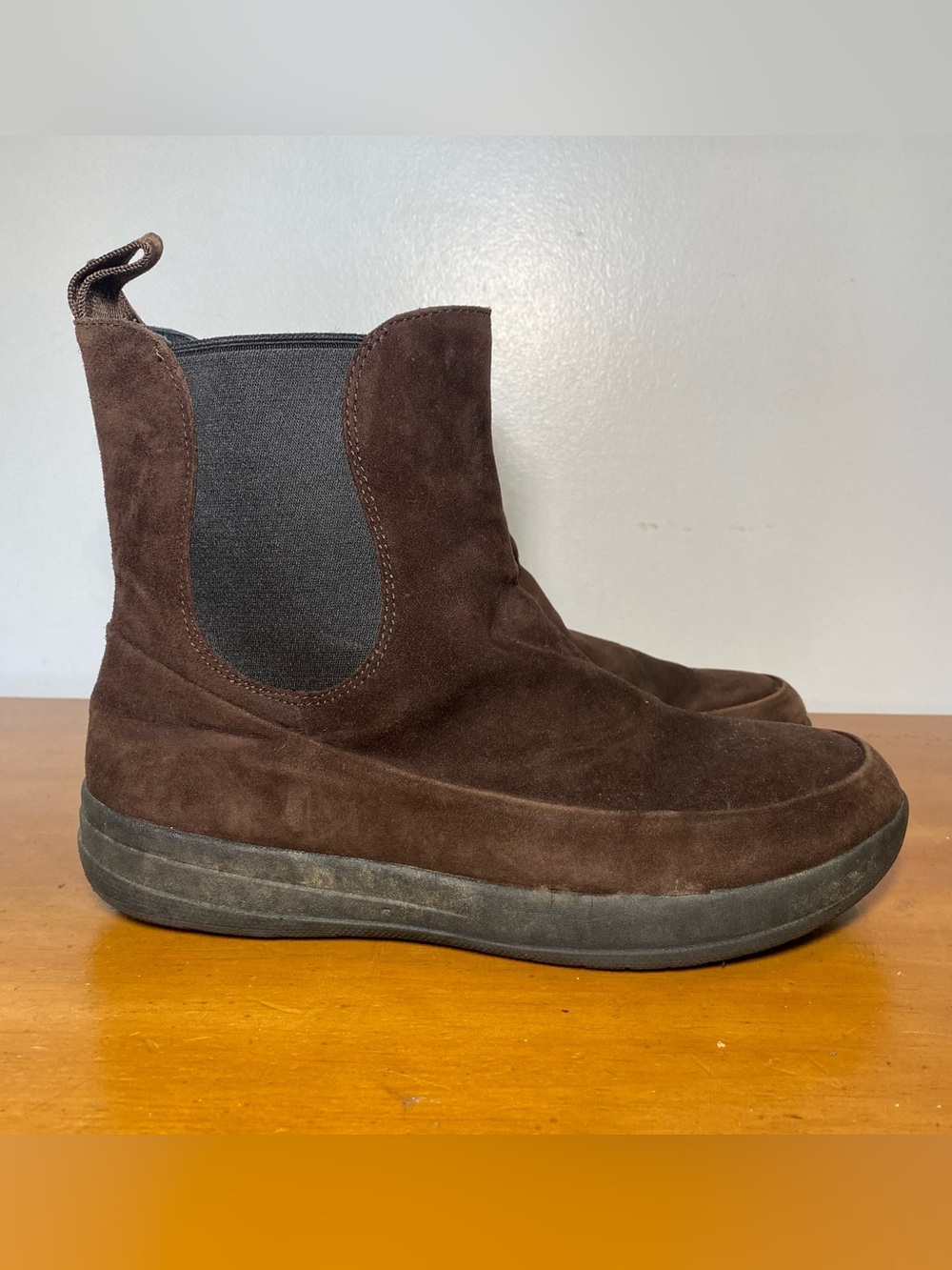FitFlop Women’s 8 Boots Suede Leather Chelsea Stretch Ankle Supercomff Brown